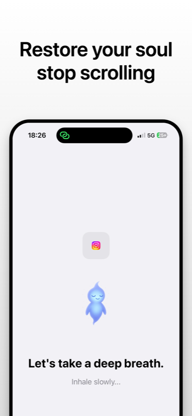 Breathing screen shown when opening a blocked app