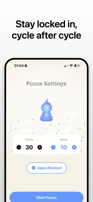 Focus settings with focus and break durations