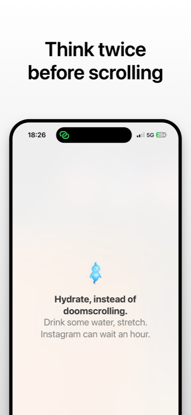 Suggestion to hydrate instead of doomscrolling