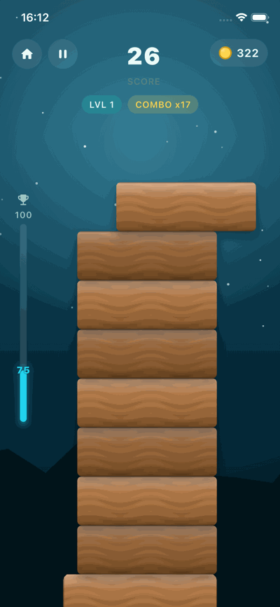 A wide, clean STAKKA tower early in a run